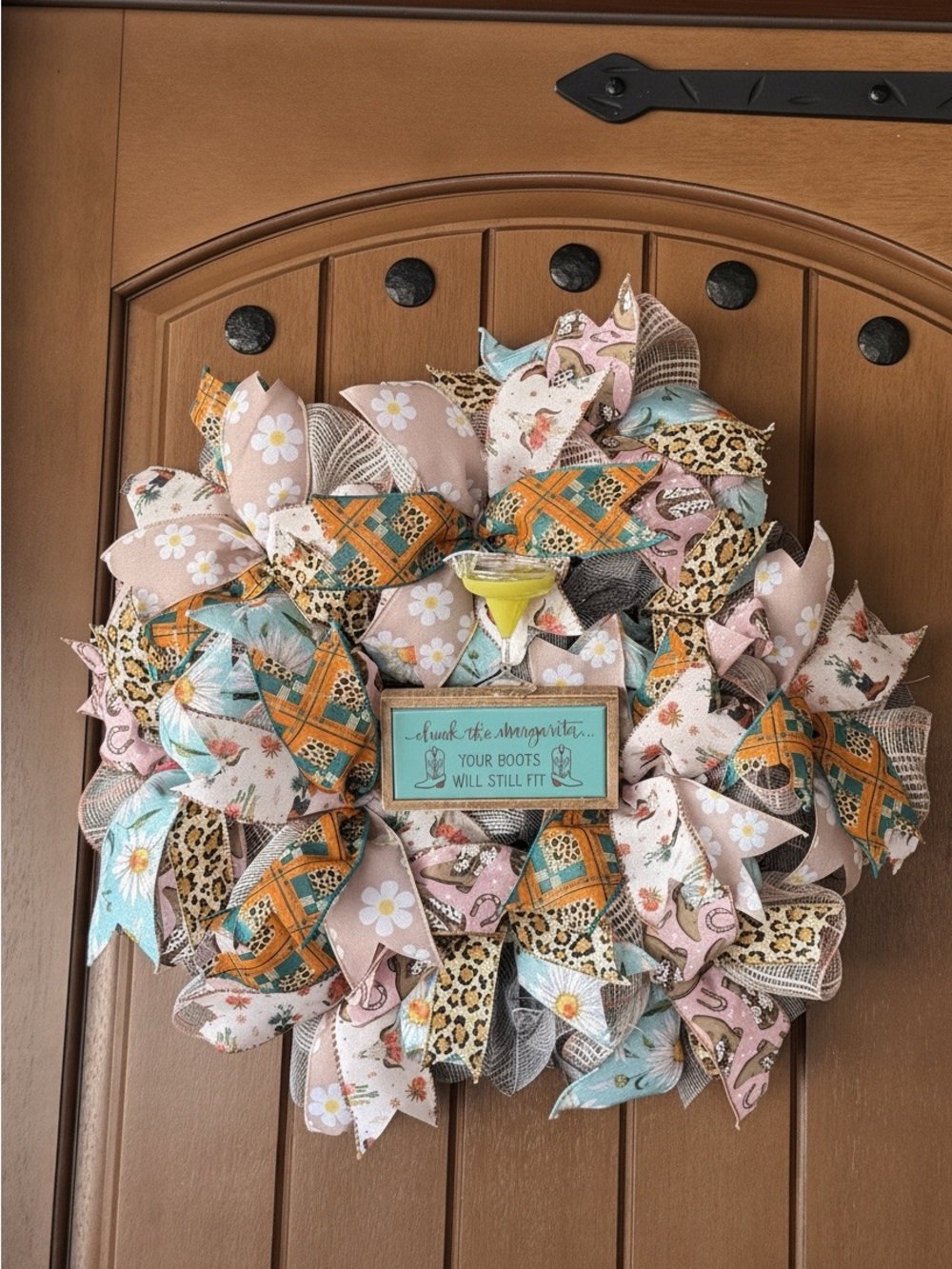 Margarita lovers Pink, Teal & Leopard Print Decorative Wreath